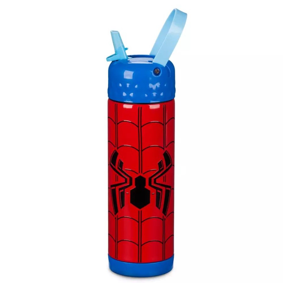 Hogar Disney Tazas, Vasos Y Cantimploras | Botella Acero Inoxidable Con Pajita Spider-Man