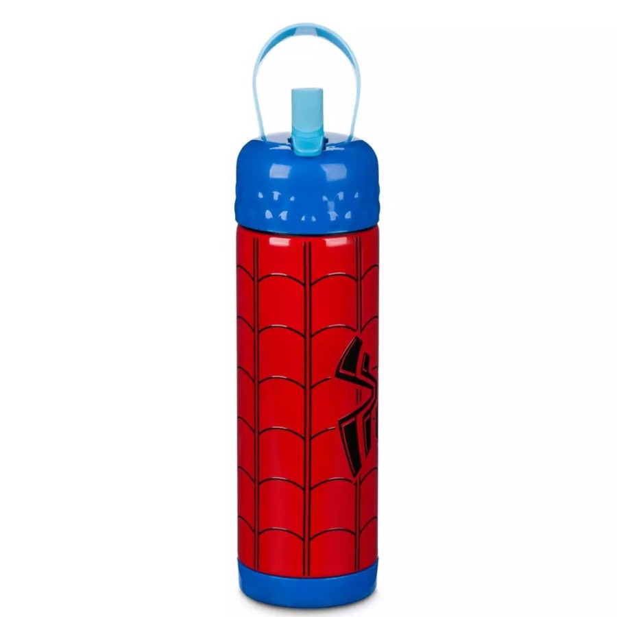 Hogar Disney Tazas, Vasos Y Cantimploras | Botella Acero Inoxidable Con Pajita Spider-Man