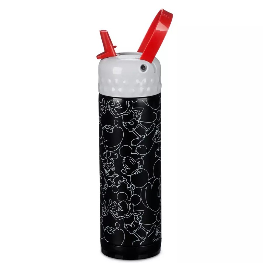 Hogar Disney Tazas, Vasos Y Cantimploras | Botella Acero Inoxidable Con Pajita Mickey Mouse