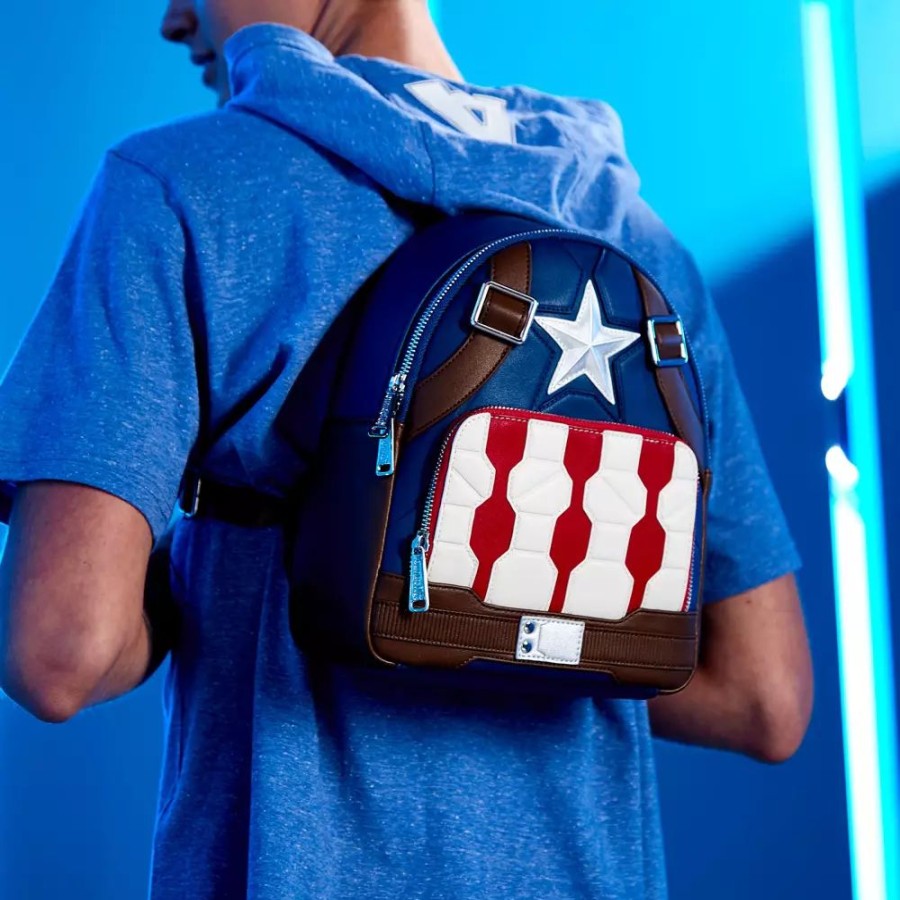 Moda Disney Accesorios Y Complementos De Mujer | Loungefly Minimochila Capitan America