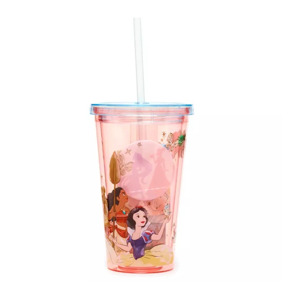 Hogar Disney Tazas, Vasos Y Cantimploras | Set Papeleria Y Vaso Con Pajita Princesas Disney, Disney Store