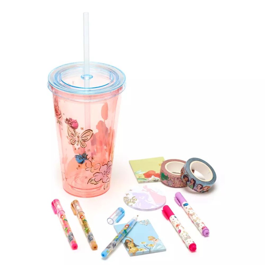 Hogar Disney Tazas, Vasos Y Cantimploras | Set Papeleria Y Vaso Con Pajita Princesas Disney, Disney Store