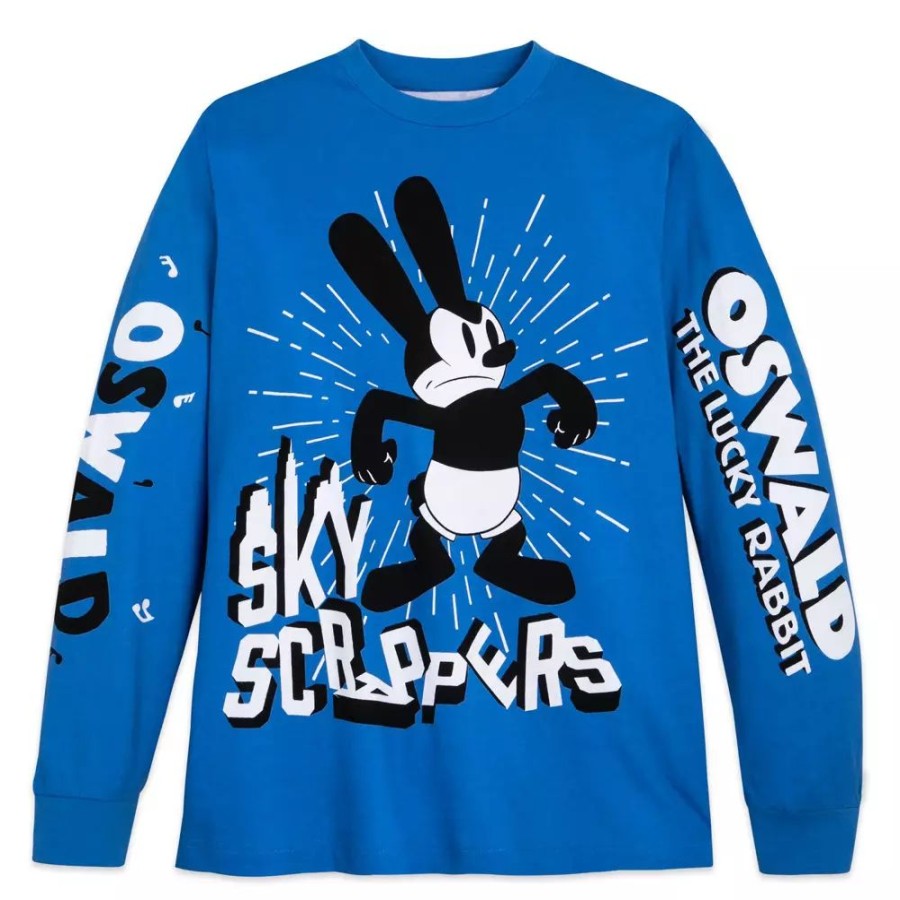 Moda Disney Ropa Para Hombre | Camiseta Manga Larga Para Adultos Oswald El Conejo Afortunado, Disney100