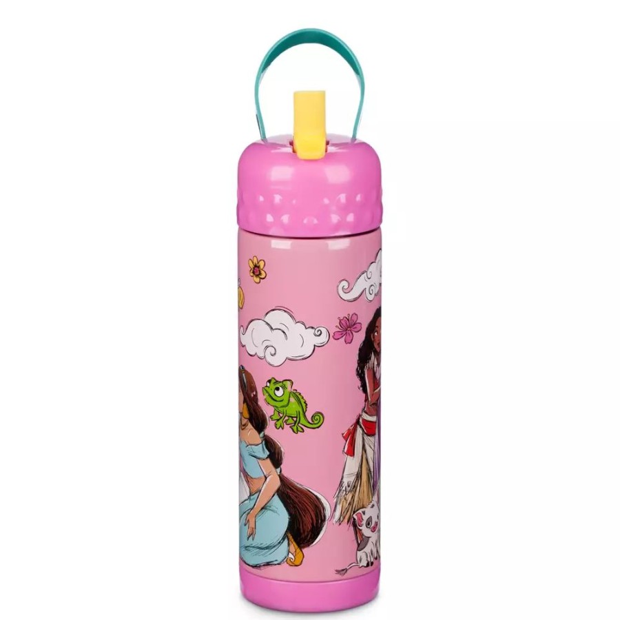 Hogar Disney Tazas, Vasos Y Cantimploras | Botella Acero Inoxidable Con Pajita Princesas Disney